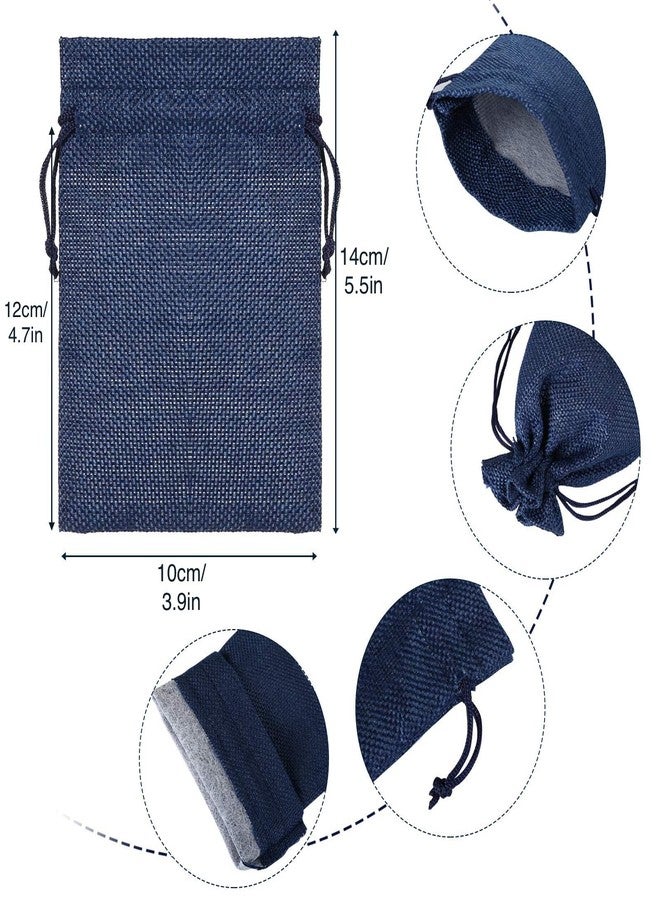 Naler 24pcs 3.9 x 5.5 Inch Burlap Bags with Drawstrings, Linen Gift Bags Jewelry Pouches Sacks for Wedding, Party Favors, DIY Craft, Presents (Navy Blue) - Image 2